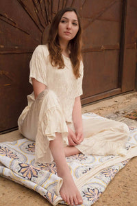 satin lounge pant, tea stained by hand Janis Bloomer in Rayon Satin Crop Style