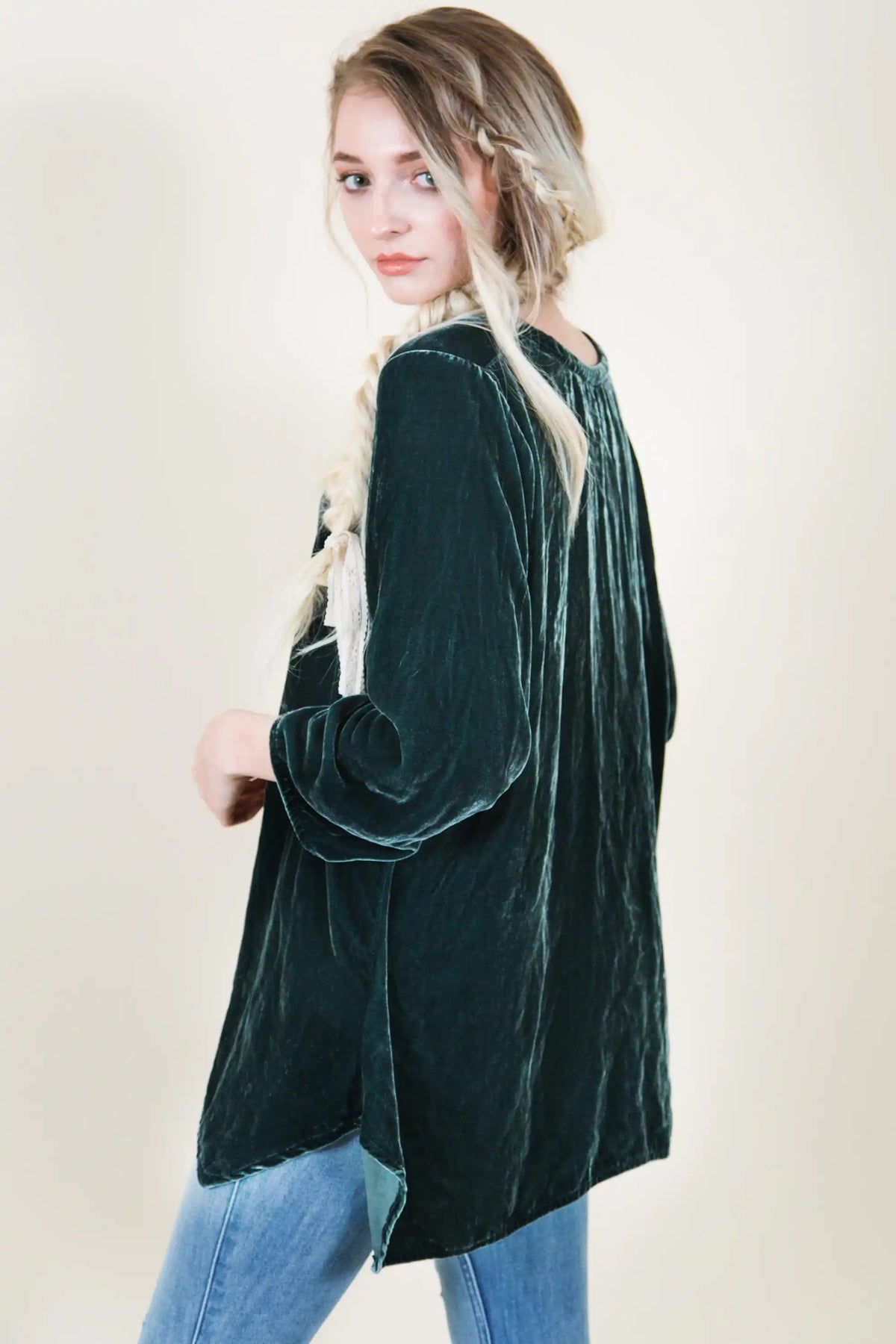 Silk Velvet Long Top Simple Top in Velvet, USA