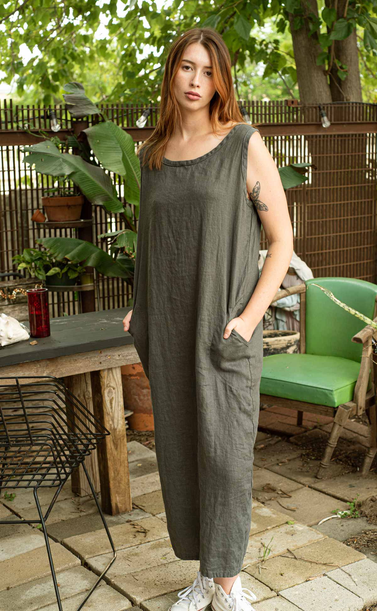 Pencil Tank Dress, Linen Light Grey / XL Pencil Tank Dress, Linen Light Grey / XL
