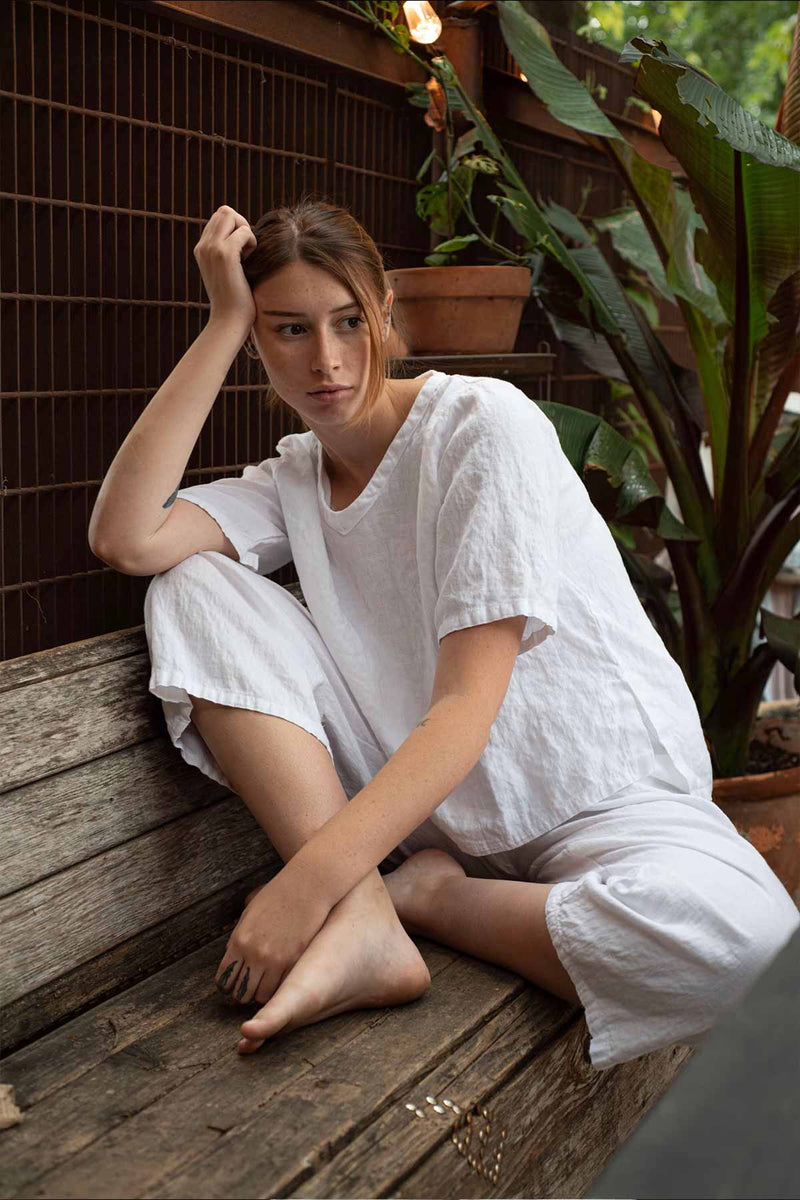 Elsa V Neck Linen Top
