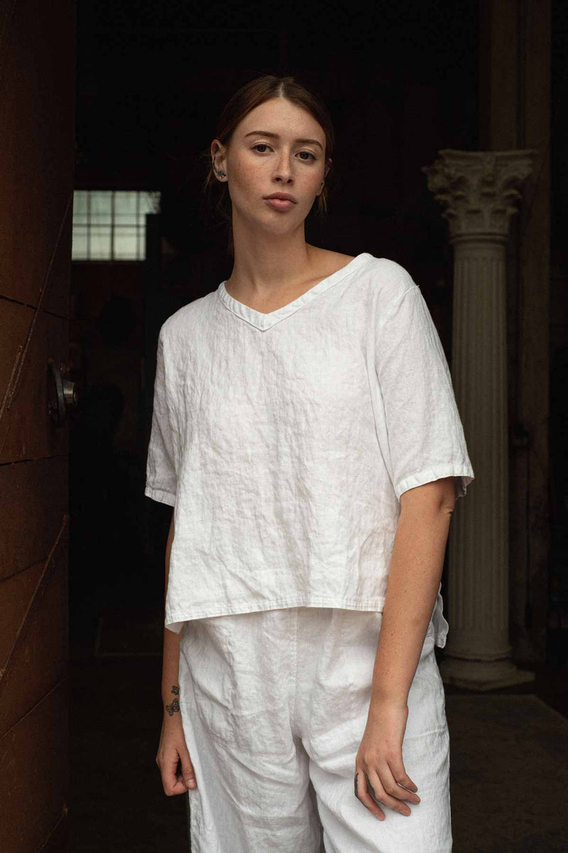 Elsa V Neck Linen Top
