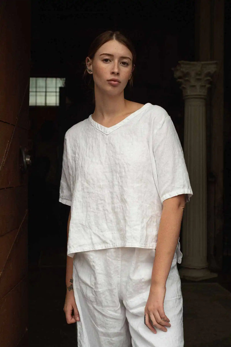 Elsa V Neck Linen Top