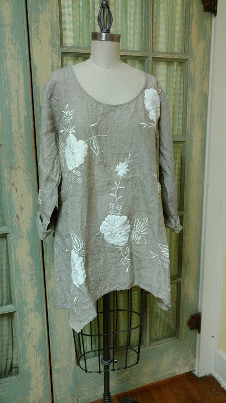 Embroidered linen top