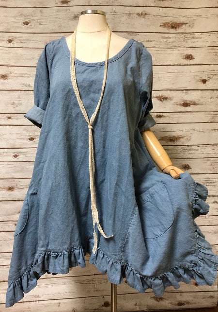 Flutter Top Light Denim, USA