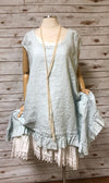 Flutter Top with Cap Sleeves in Linen