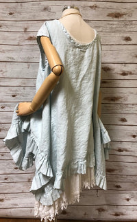 Flutter Top with Cap Sleeves in Linen