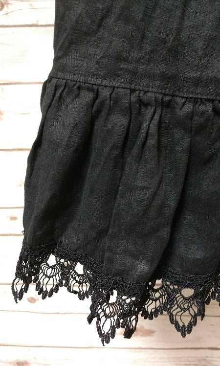 Shabby Chic Lace Dress - Nicole Slip Linen Slip with Lace Trim Black / XL Shabby Chic Lace Dress - Nicole Slip Linen Slip with Lace Trim Black / XL