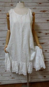 Shabby Chic Lace Dress Nicole Slip in Linen Lace Trim, USA