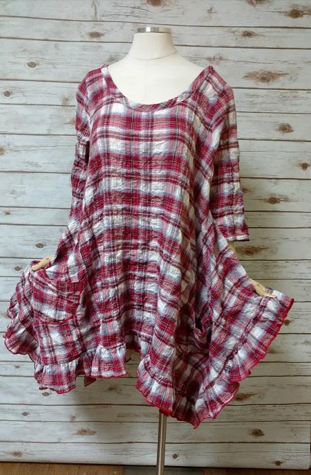 Flutter Top in Cotton Plaid, USA