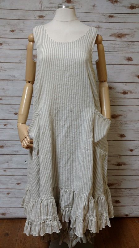 Tessa Slip Dress in Linen Stripe, USA