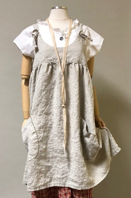Pinafore Dress with Pockets - Vintage Inspired Linen Dresses