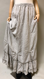 vintage style linen skirt with pleats and ruffles