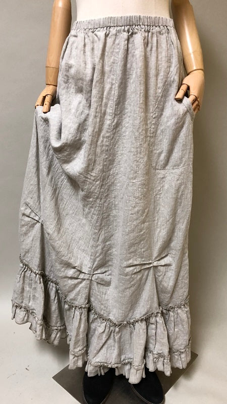 vintage style linen skirt with pleats and ruffles Prairie Skirt Linen