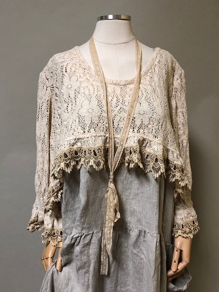 Over Shrug Top Cotton Lace Tea Stain Lace
