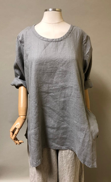 Side Pocket Simple Top in Linen, USA