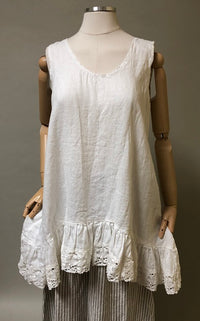Poets Cami Cluny Lace Trim, Linen