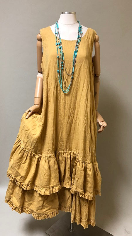 Cottage Core Linen Slip Dress with Ruffles - Suzanne Slip by Heart's Desire Clothing Teal / S Cottage Core Linen Slip Dress with Ruffles - Suzanne Slip by Heart's Desire Clothing Teal / S