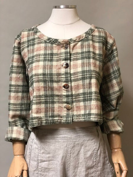 Flannel crop jacket