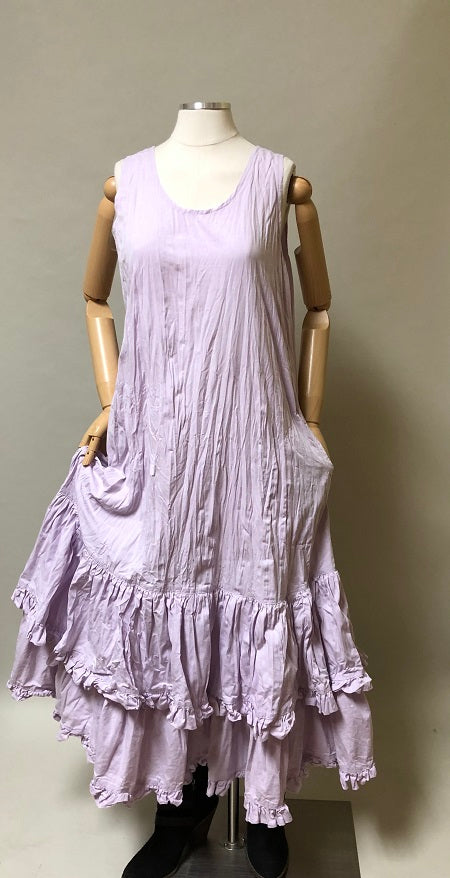 Lagenlook Cottage Core Under Slip: Suzanne Petticoat Cotton Chambray Lavender / L Lagenlook Cottage Core Under Slip: Suzanne Petticoat Cotton Chambray Lavender / L