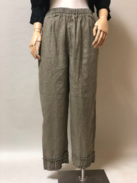 Ruched Bottom Crop Pant Linen
