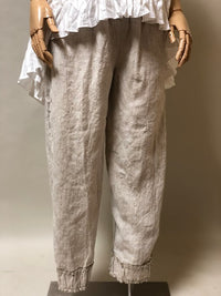 Ruched Bottom Crop Pant Linen