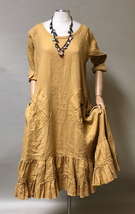 Prairie Dress - Simple Purple Linen Dress Sea Salt / L Prairie Dress - Simple Purple Linen Dress Sea Salt / L