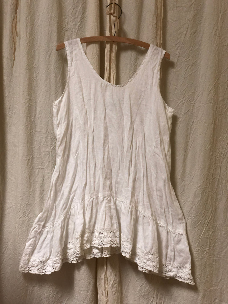 Poets Cami Cluny Lace Trim, Linen