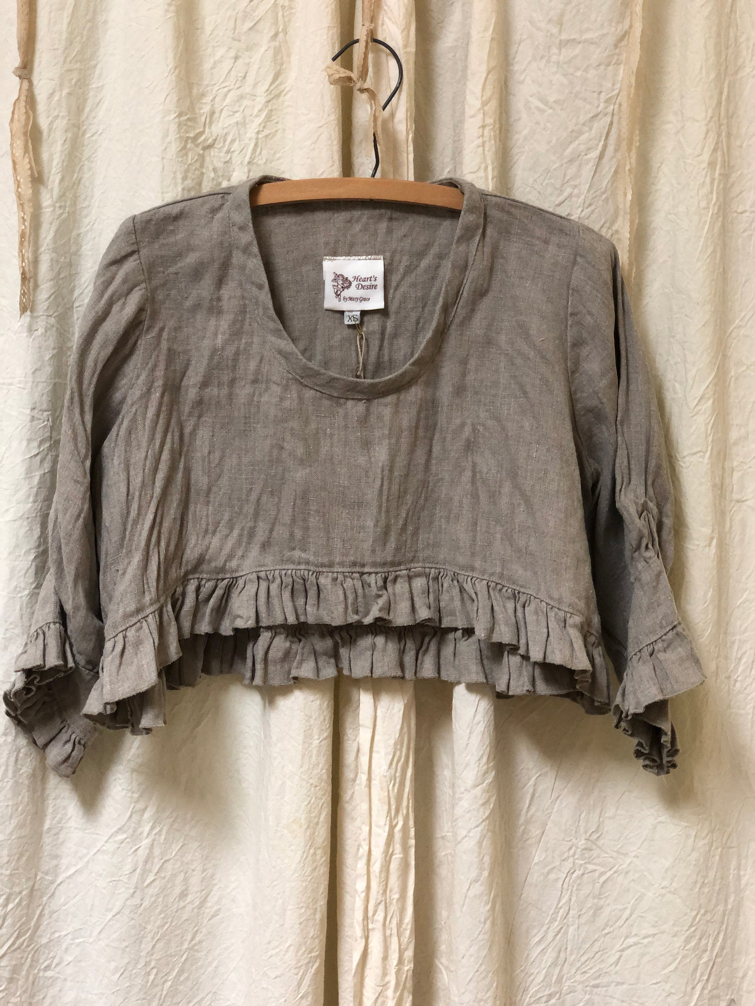Cropped Linen Jacket - Over Shrug Top in Flax, USA – Heart's Desire ...
