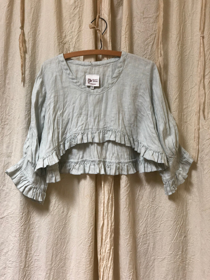 Cropped Linen Jacket - Over Shrug Top in Flax, USA – Heart's Desire ...