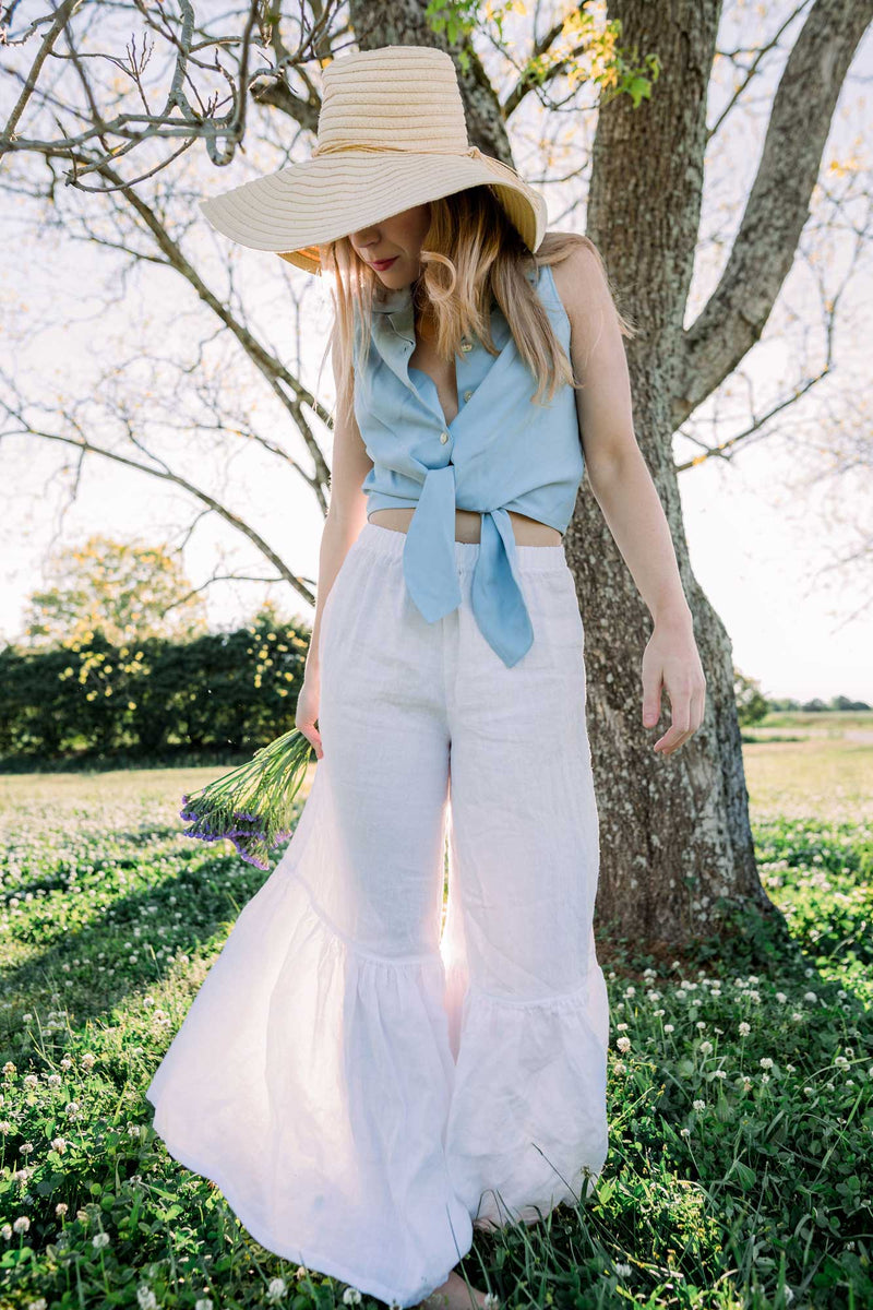 white wide leg linen pants from Heart's Desire Clothing Boutique Linen Clothing Ashbury Pant in Linen