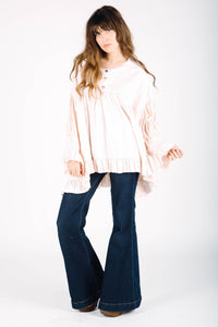 Vintage inspired pink linen blouse Artist Top in Linen