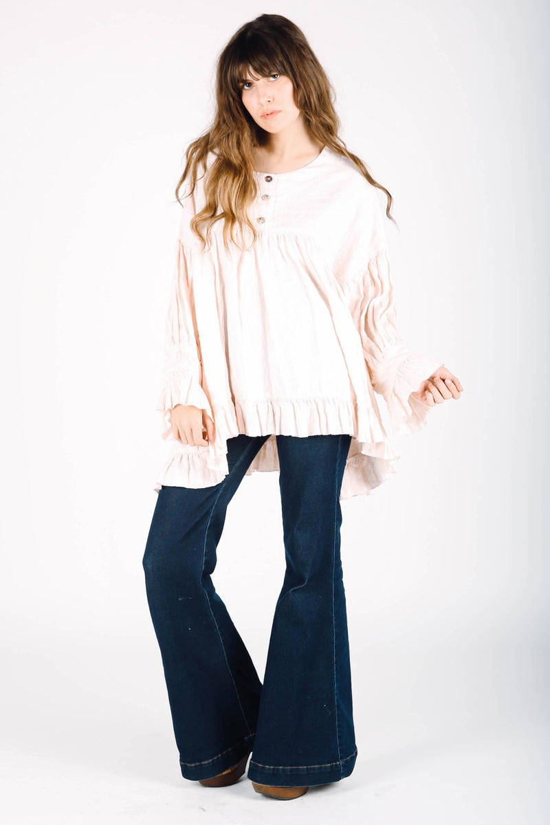 Vintage inspired pink linen blouse Artist Top in Linen