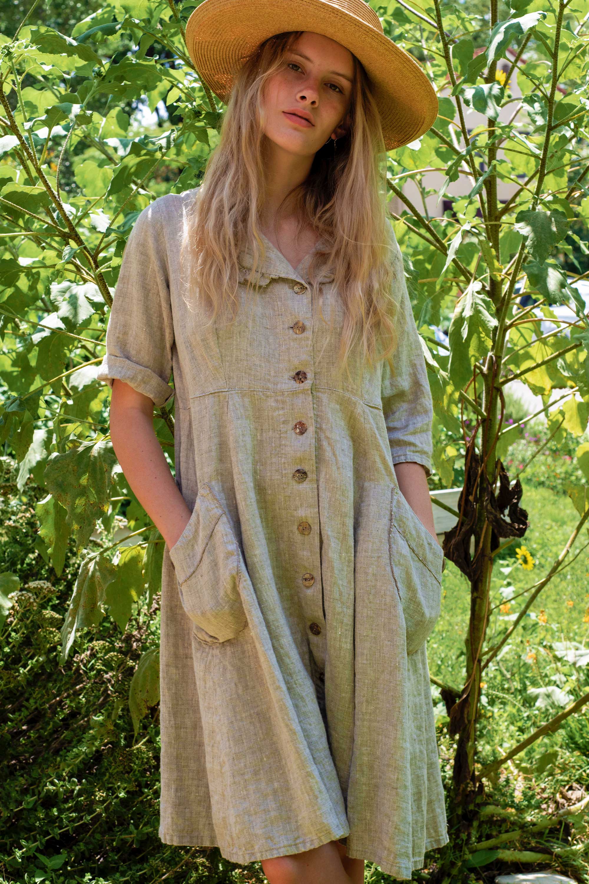 Relaxed Mini Linen Dress - Audrey Dress in Linen Vintage Style Oatmeal / M Relaxed Mini Linen Dress - Audrey Dress in Linen Vintage Style Oatmeal / M