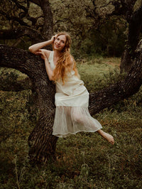 Boho under slip Fairy Slip Cotton with Silk Organdy Ruffle