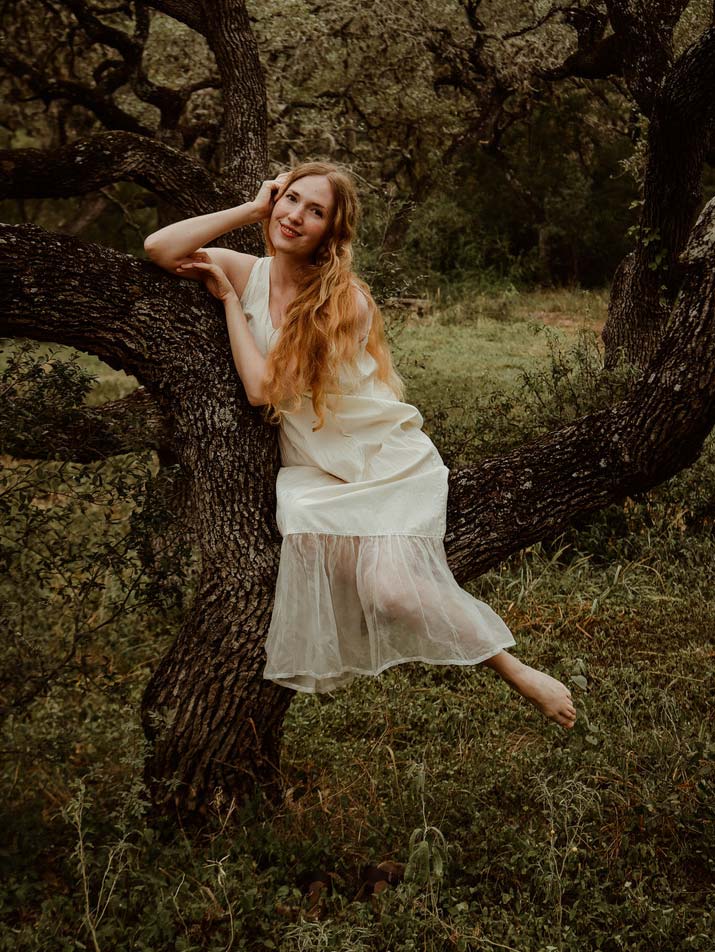 Boho under slip Fairy Slip Cotton with Silk Organdy Ruffle