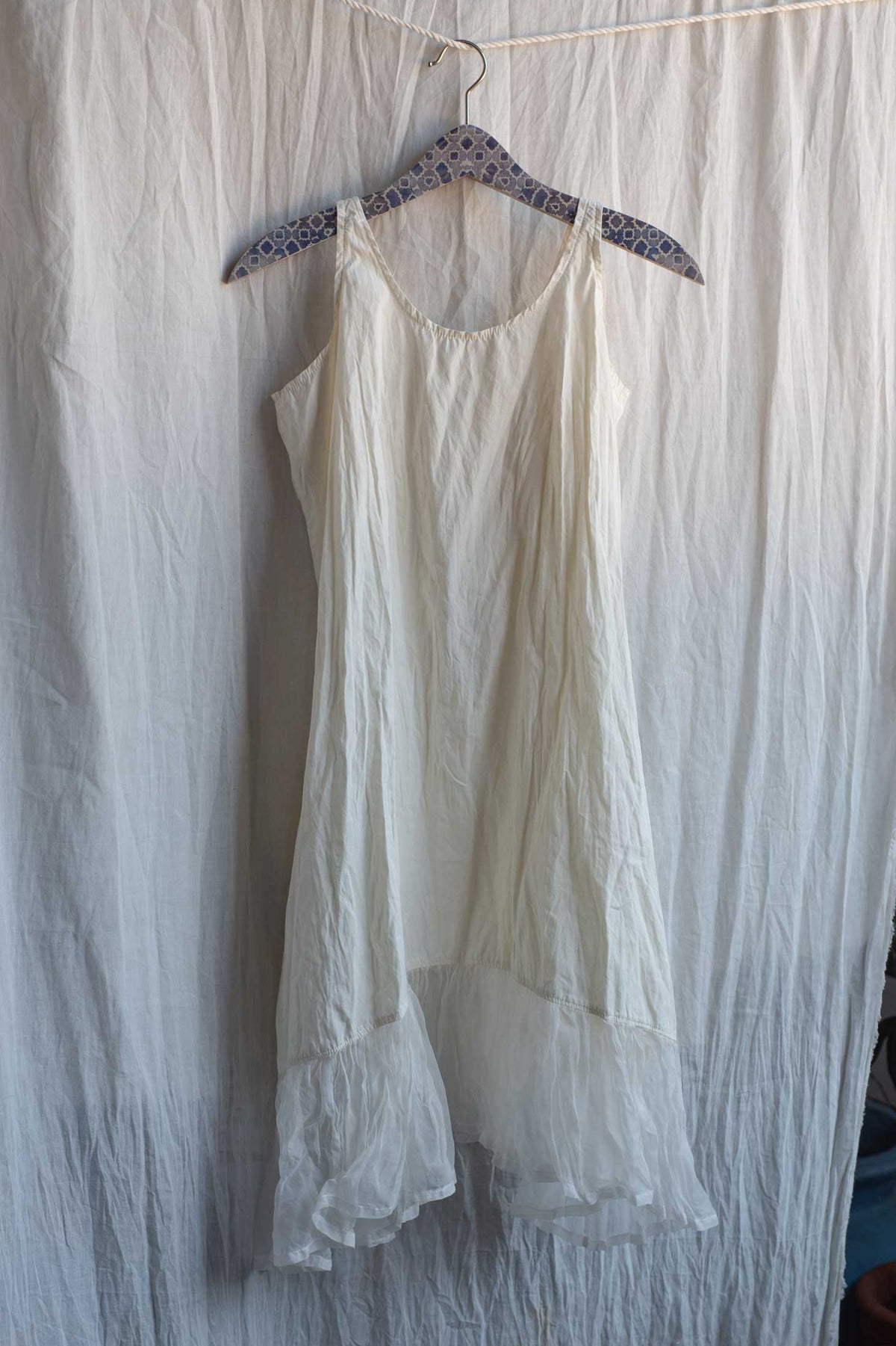 Nicole Slip Cotton Bamboo with Silk Organdy Ruffle