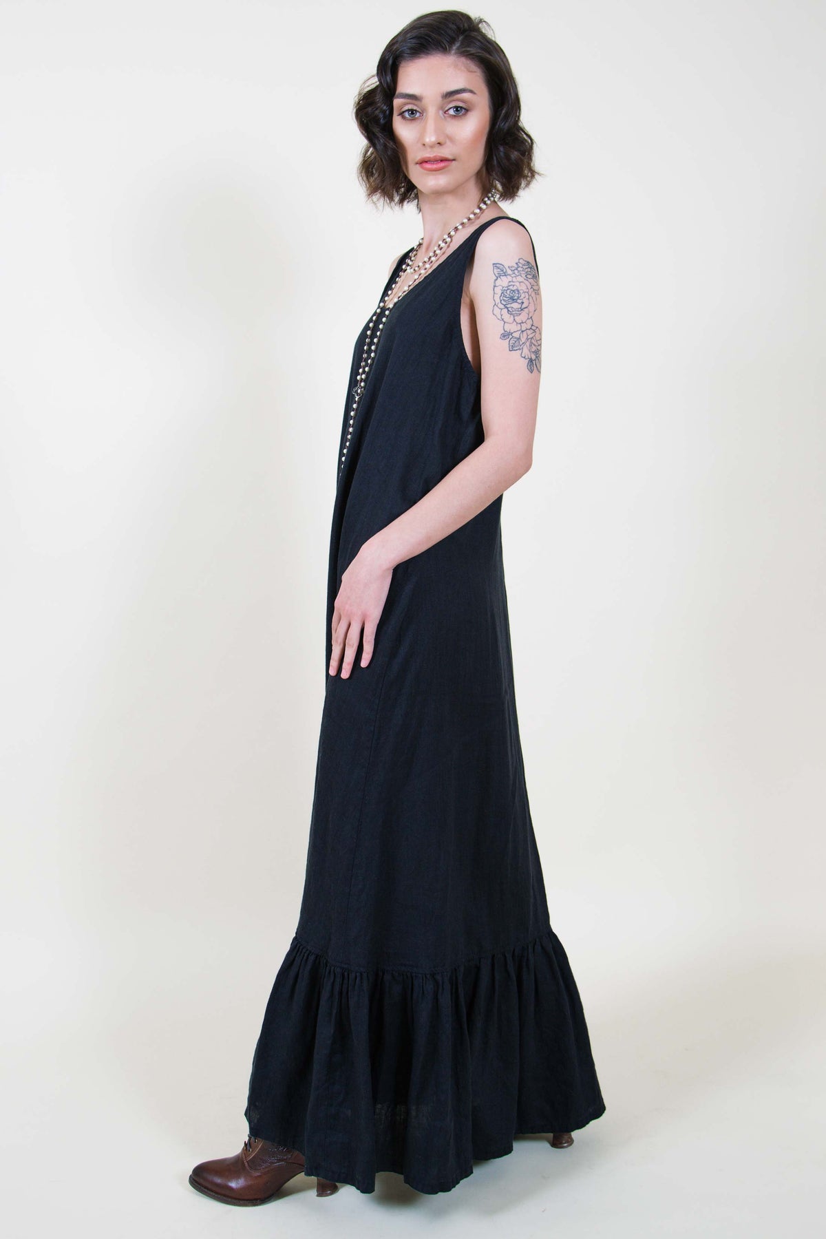 Slip Dress Boho / Full Slip - Fairy Slip in Hankie Linen - Lightweight Black / XL Slip Dress Boho / Full Slip - Fairy Slip in Hankie Linen - Lightweight Black / XL