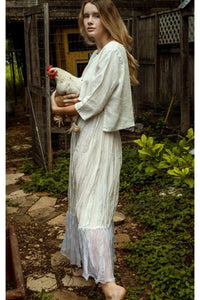 cottage core half slip skirt in silk Cover Tee in Linen