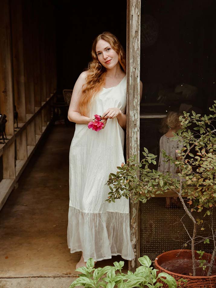 Under Slip Dress Fairy Slip Cotton with Silk Organdy Ruffle