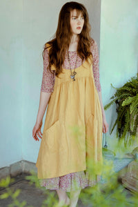 Mustard pinafore Dress Arminda Pinafore in Linen