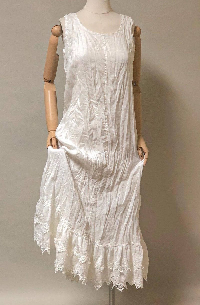 Swing Slip Long Double Lace Ruffle, Linen