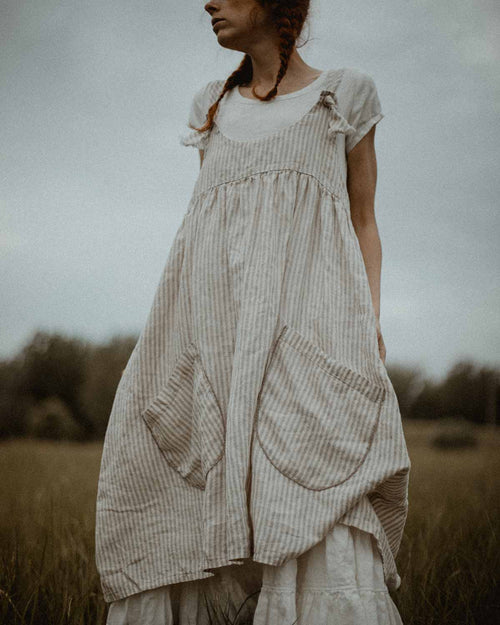 Pinafore Dress with Pockets - Vintage Inspired Linen Dresses