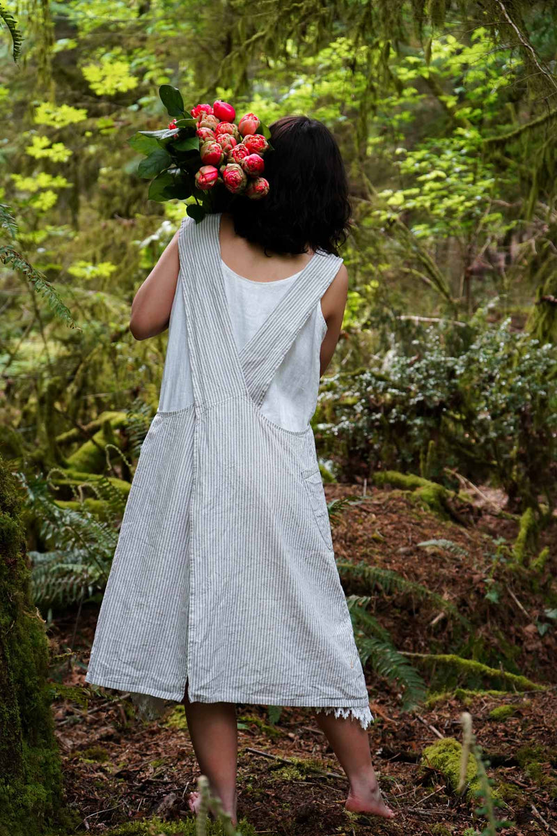 Linen Apron Dress with Pockets