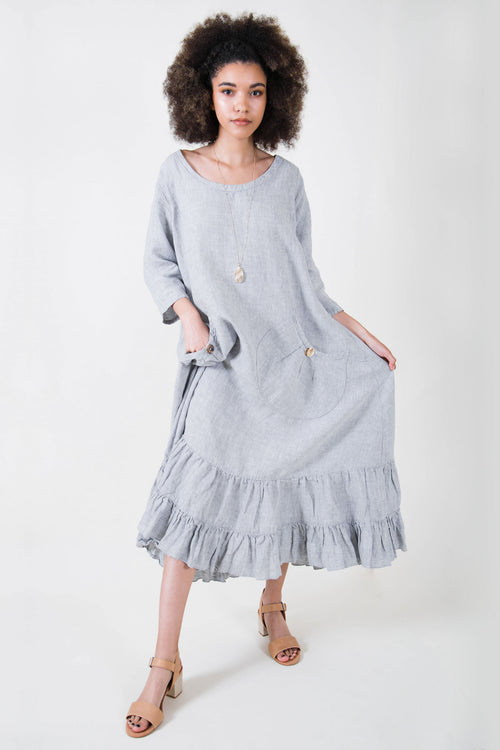 Prairie Dress Linen 3/4 sleeve