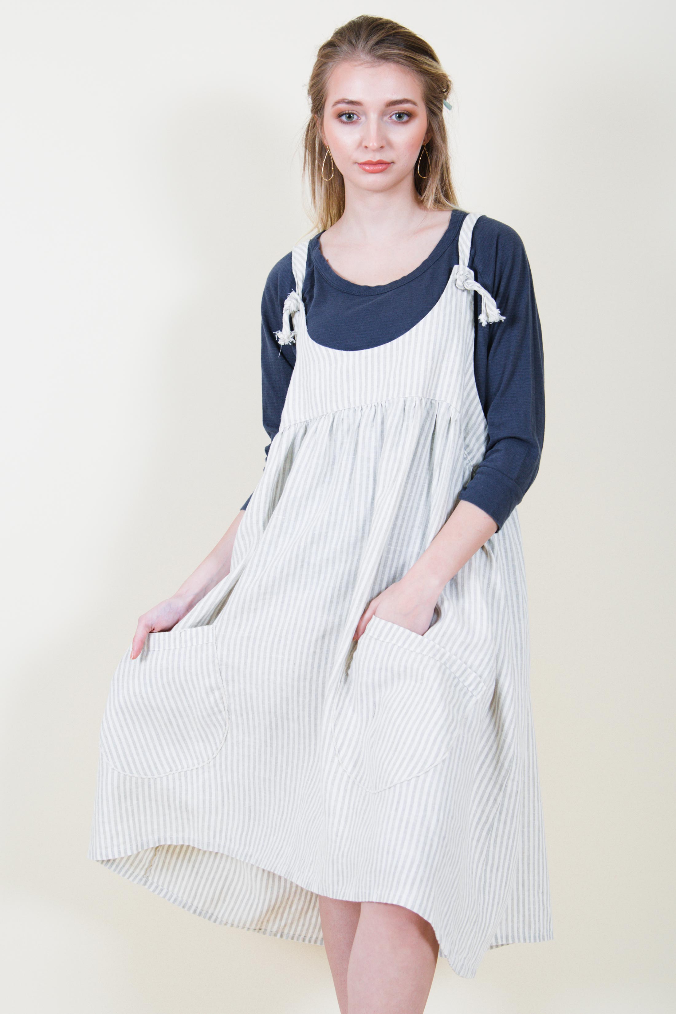 Pinafore Dress with Pockets - Vintage Inspired Linen Dresses Henna / S Pinafore Dress with Pockets - Vintage Inspired Linen Dresses Henna / S