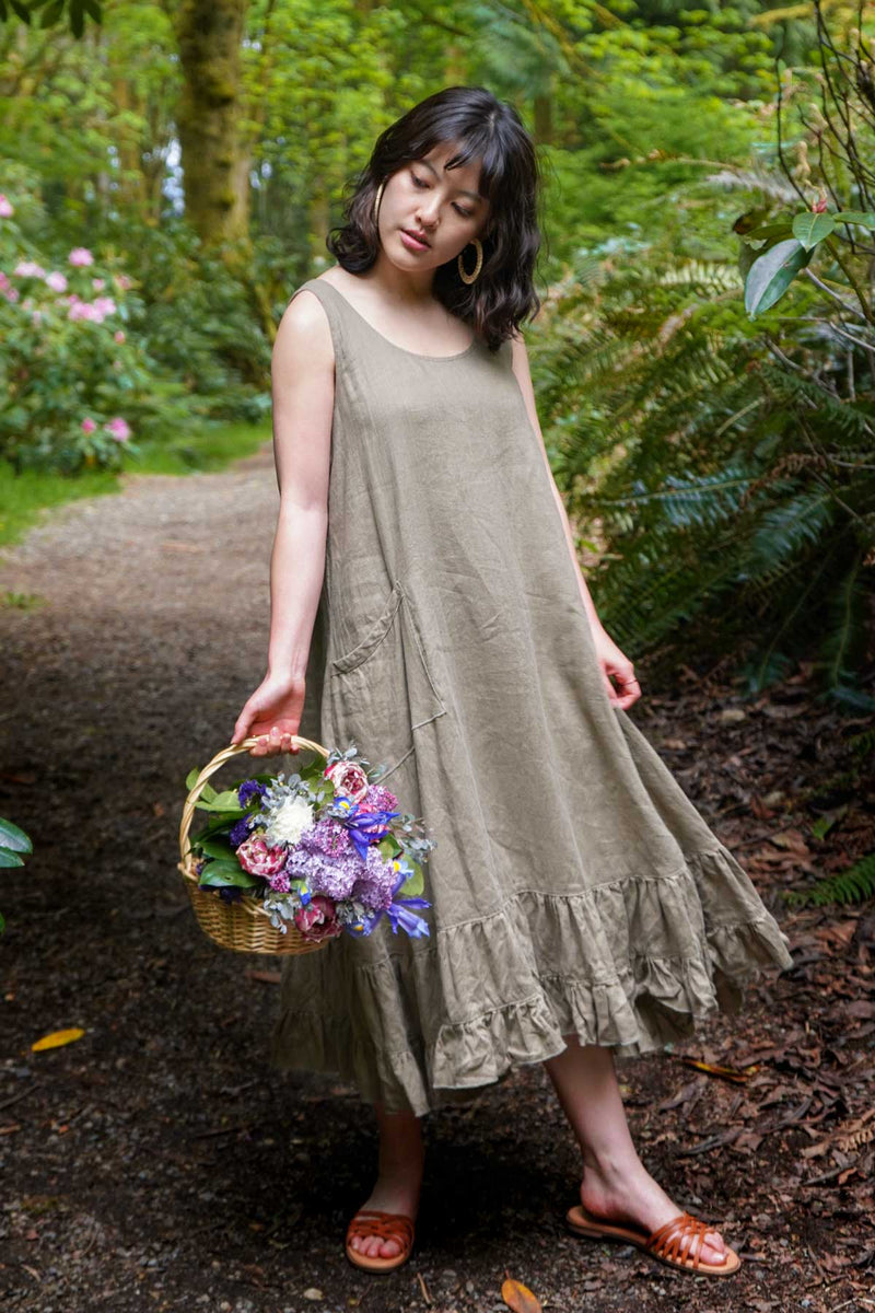 Boho linen dress with ruffles Tessa Slip Dress in Linen, USA
