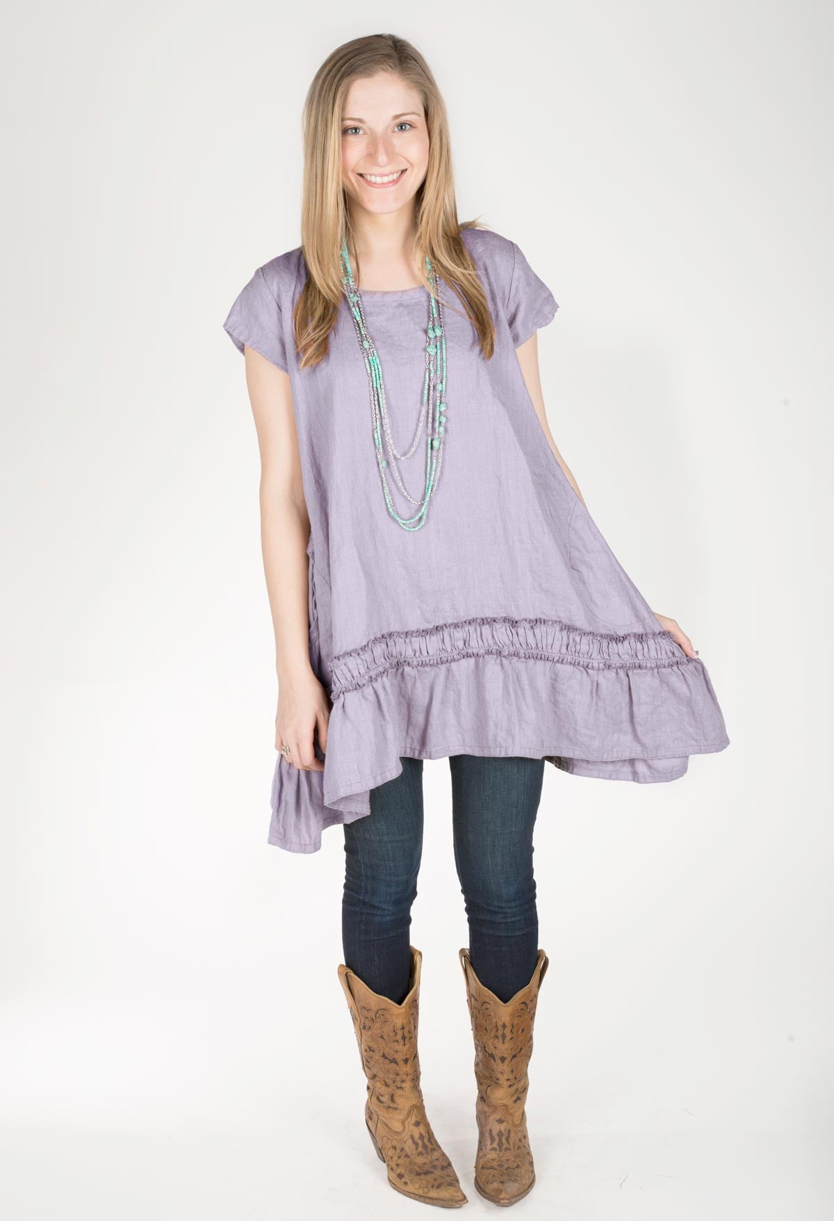 Nicole Top Linen Cap Sleeve