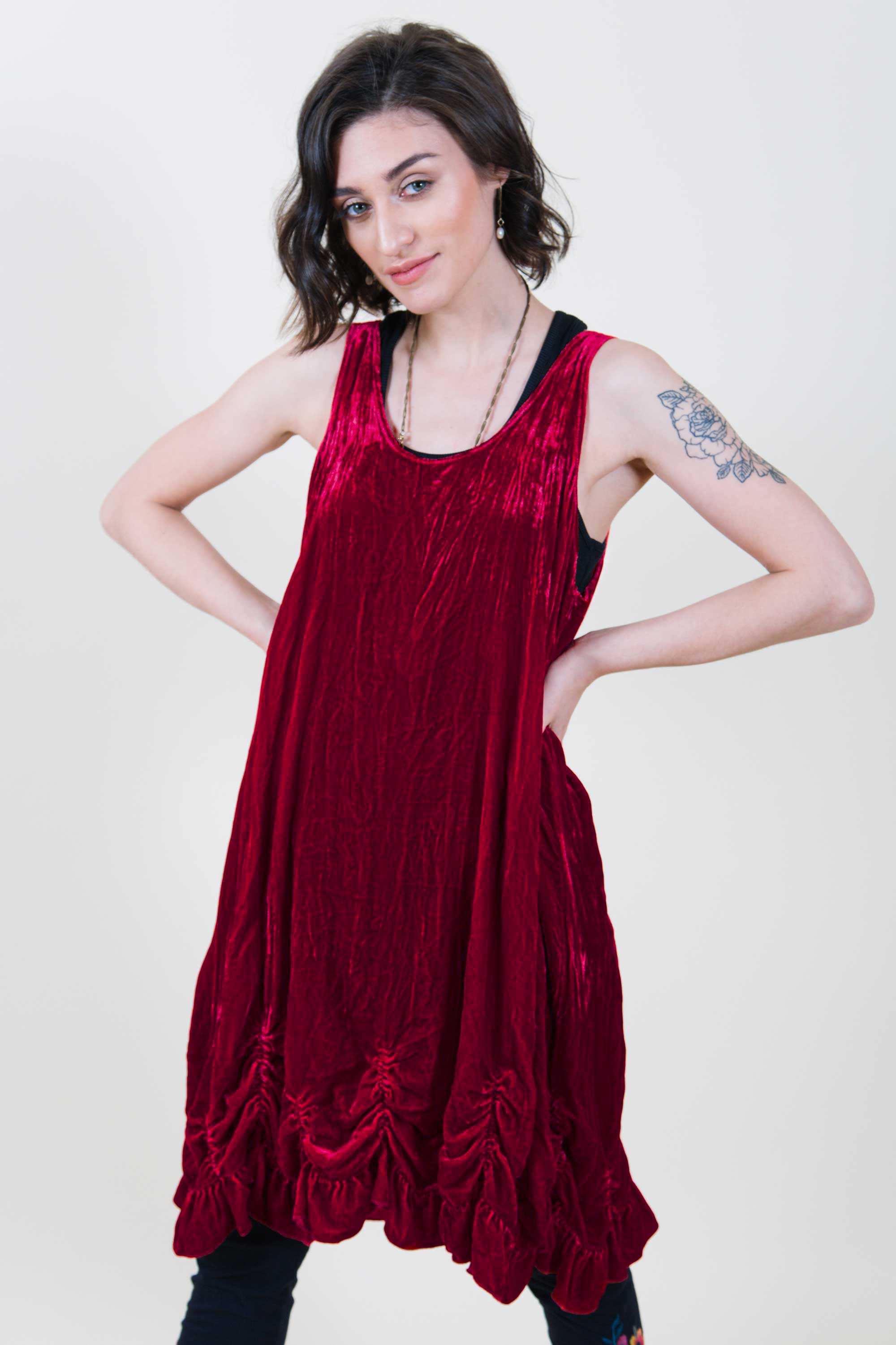 red velvet slip dress Velvet Midi Slip Dress
