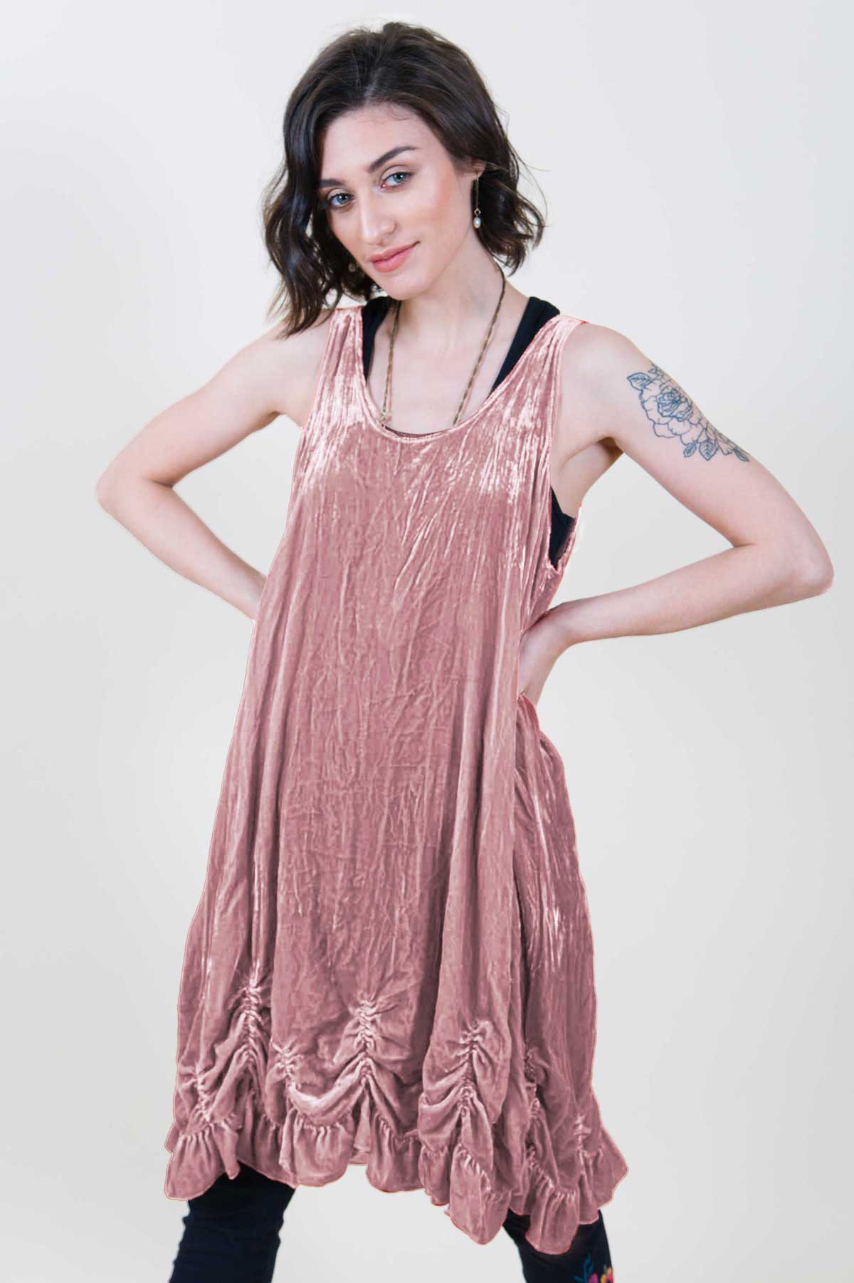 open lace back dress Scalloped Velvet Slip Dress