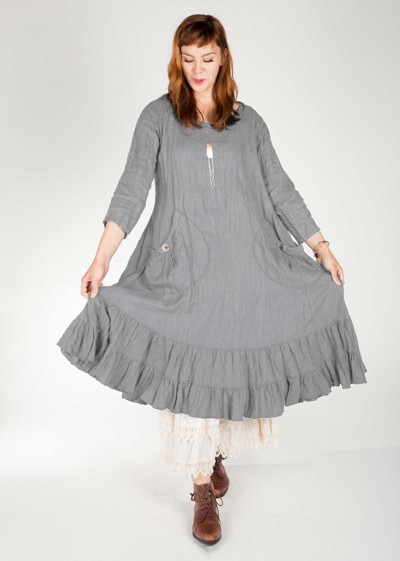 Prairie Dress Linen 3/4 sleeve
